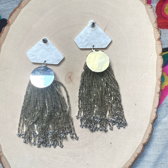 Anthropologie Bead Tassel Statement Earrings - Picture 9 of 13